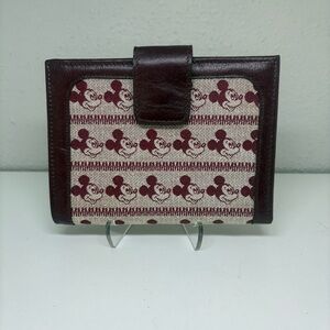 Vintage Mickey Mouse Leather/Cloth Wallet Walt Disney Production All Over Print